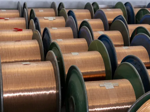 Rows of reels of copper wire