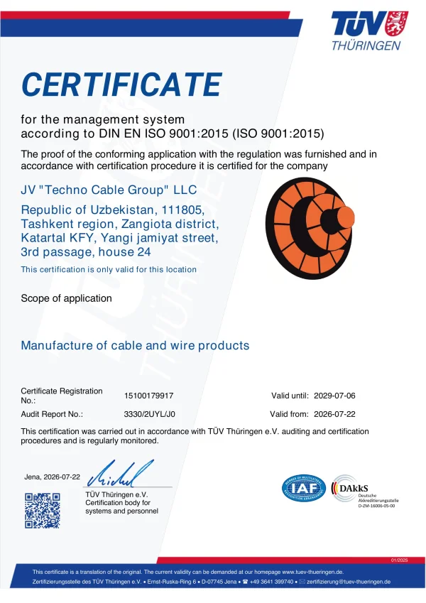 ISO 9001:2015 sertifikası (2026, EN)
